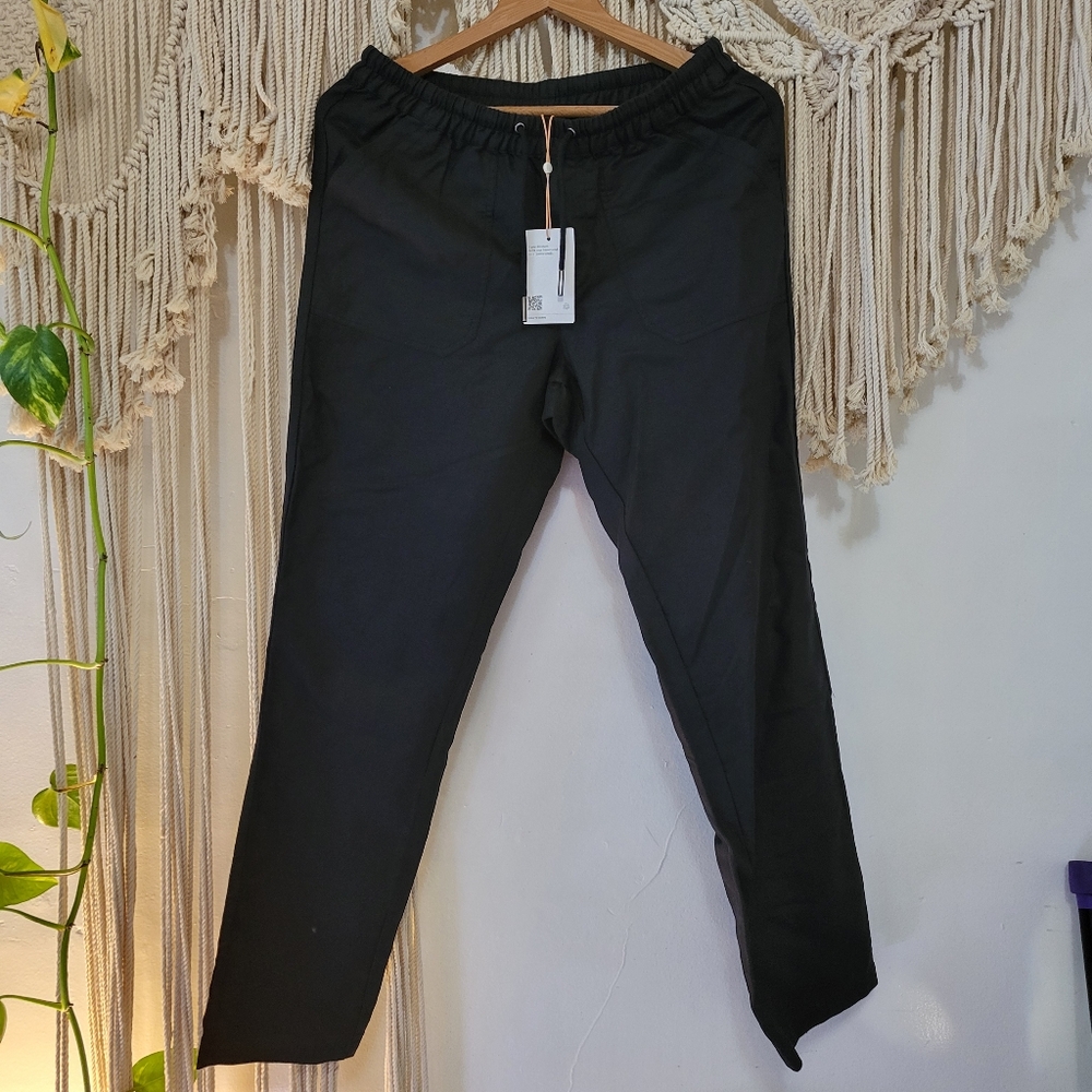 NWT Quince Cotton Linen Twill Straight Leg Black Pants Medium